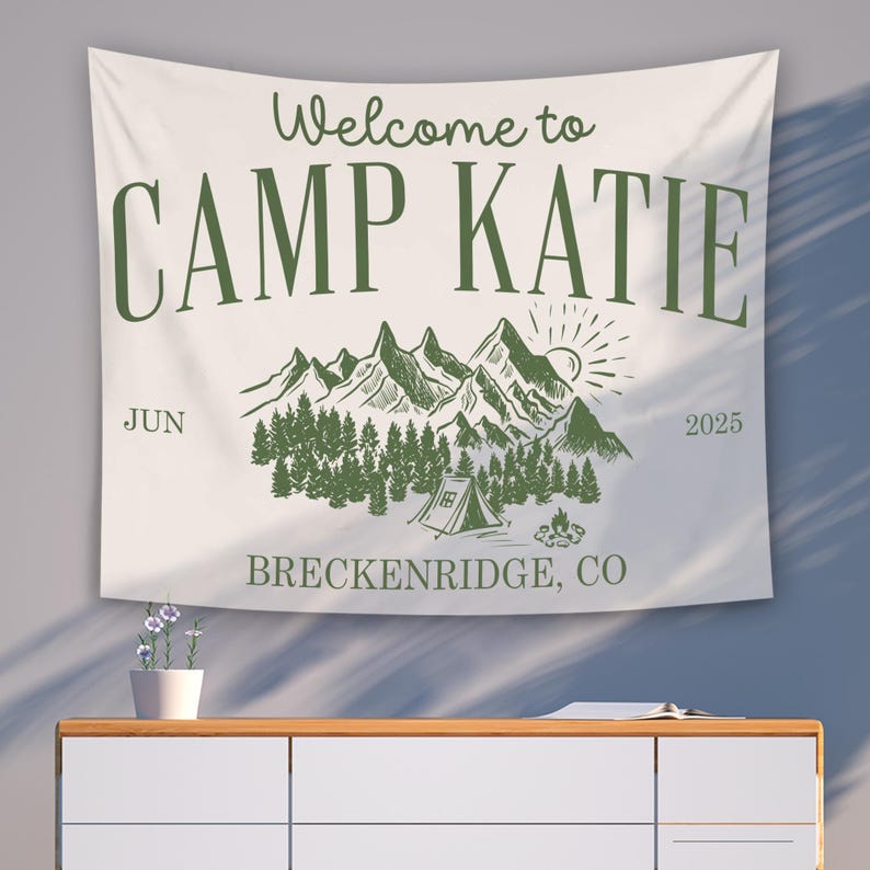 Custom Camp Bach Banner, Camp Bachelorette Decor, Camping Bachelorette Banner, Camp Bach Sign, Lake Bach Camp Birthday Party Welcome Sign