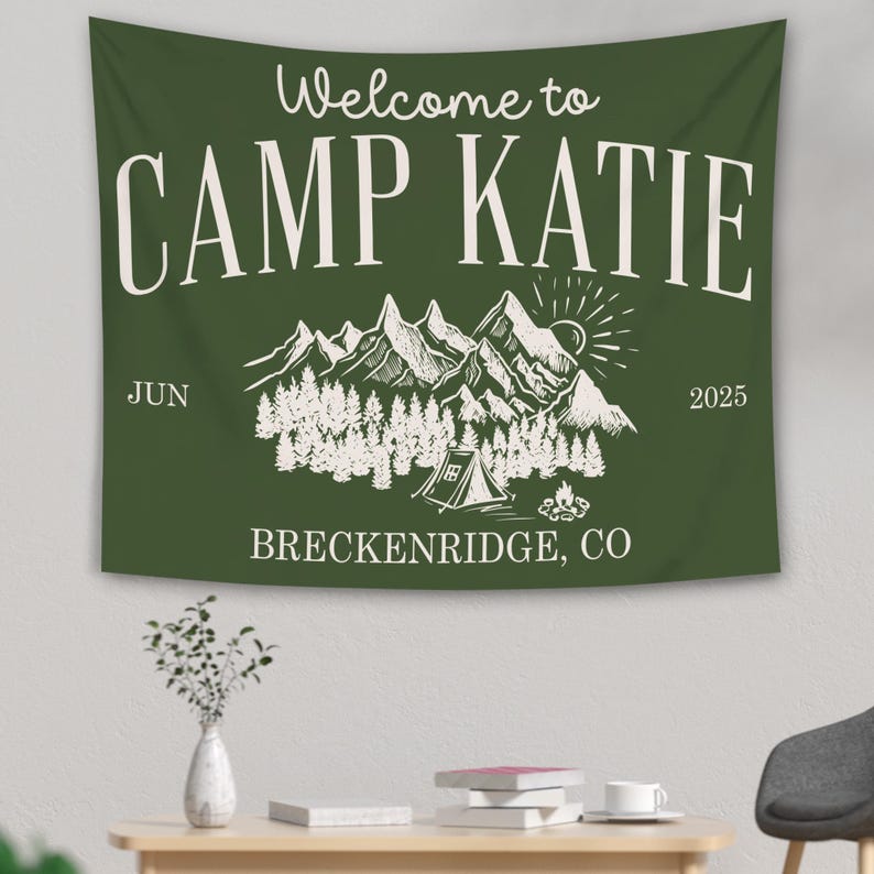 Custom Camp Bach Banner, Camp Bachelorette Decor, Camping Bachelorette Banner, Camp Bach Sign, Lake Bach Camp Birthday Party Welcome Sign