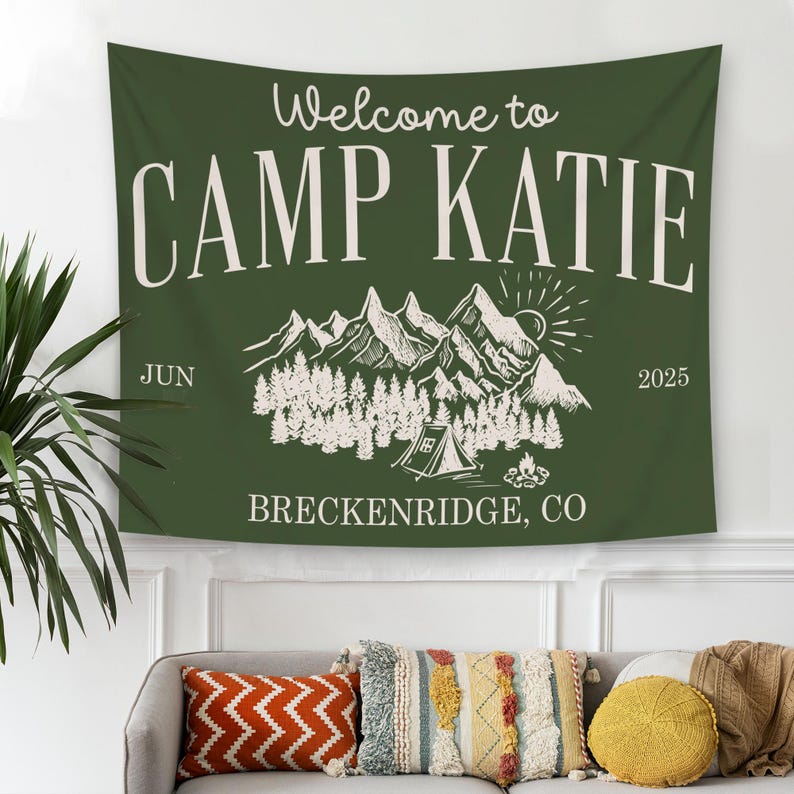 Custom Camp Bach Banner, Camp Bachelorette Decor, Camping Bachelorette Banner, Camp Bach Sign, Lake Bach Camp Birthday Party Welcome Sign