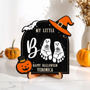 Halloween Baby Footprint Handprint Frame Kit,New Baby Keepsake Gift,Baby First Halloween,Ghost Sign,My Little Boo,Kid Craft,Halloween Decor