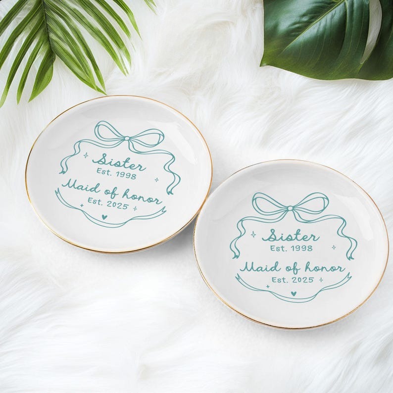 Personalized Maid of Honor Ring Dish, MOH Jewelry Dish, Sister Wedding Gifts, Wedding Gift for bridesmaid, Maid of Honor Proposal Gift Dish