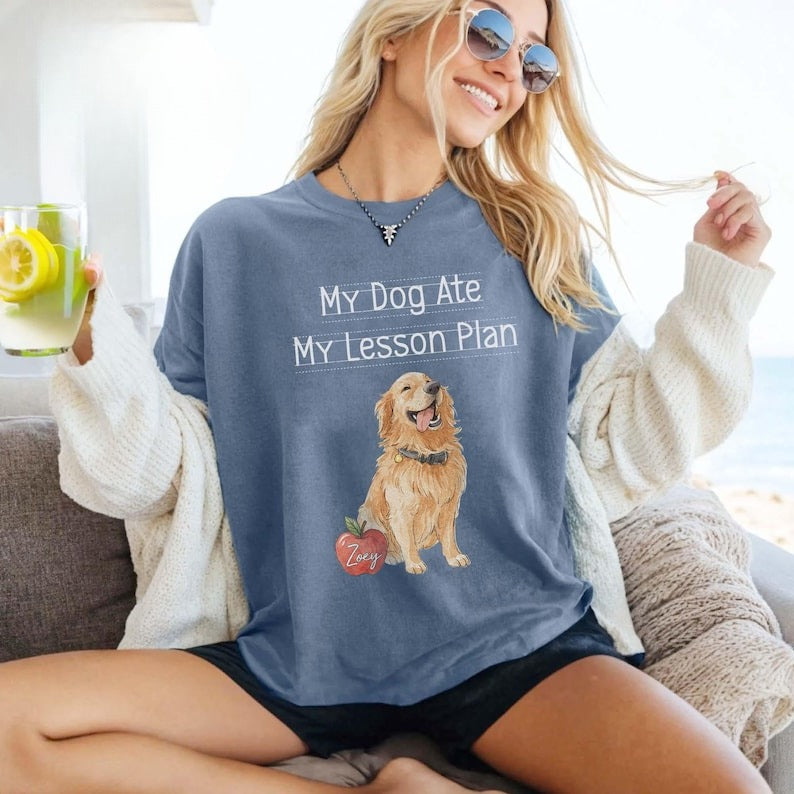 Custom Dog Teacher Shirt, Personalised Dog Teacher Shirt, Custom Photo Dog Shirt, Back to School, Dog Lover Gift for Teacher