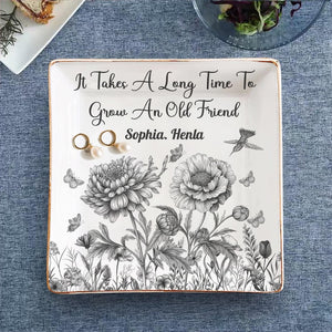 Personalized Jewelry Dish Gifts for Besties, BFF, Soul Sister, If Besties Were Flowers I'd Pick You, Custom Birth Month Flower with Name