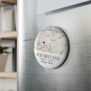 Personalized Our First Date Map Fridge Magnet, Custom Coordinates Magnet, City Map Anniversary Gift, Wedding Map Favor Magnet, Where We Met