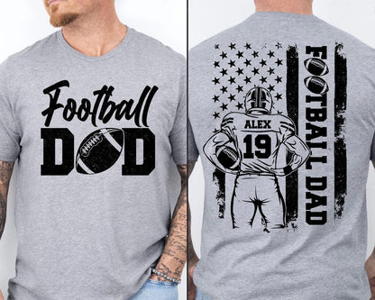 Football Dad Shirt, Custom Name and Number Football Shirt, Custom Football Dad Shirt, Football Dad T-Shirt, Football Lover Gift For Dad