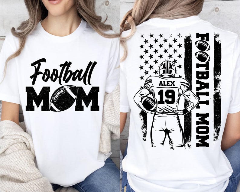 Football Mom Shirt, Custom Name and Number Football Shirt, Custom Football Mom Shirt, Football Mama Shirt, Football Lover Gift For Mom