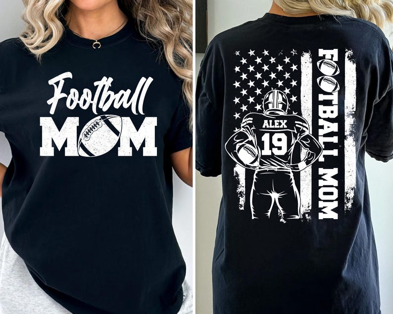 Football Mom Shirt, Custom Name and Number Football Shirt, Custom Football Mom Shirt, Football Mama Shirt, Football Lover Gift For Mom