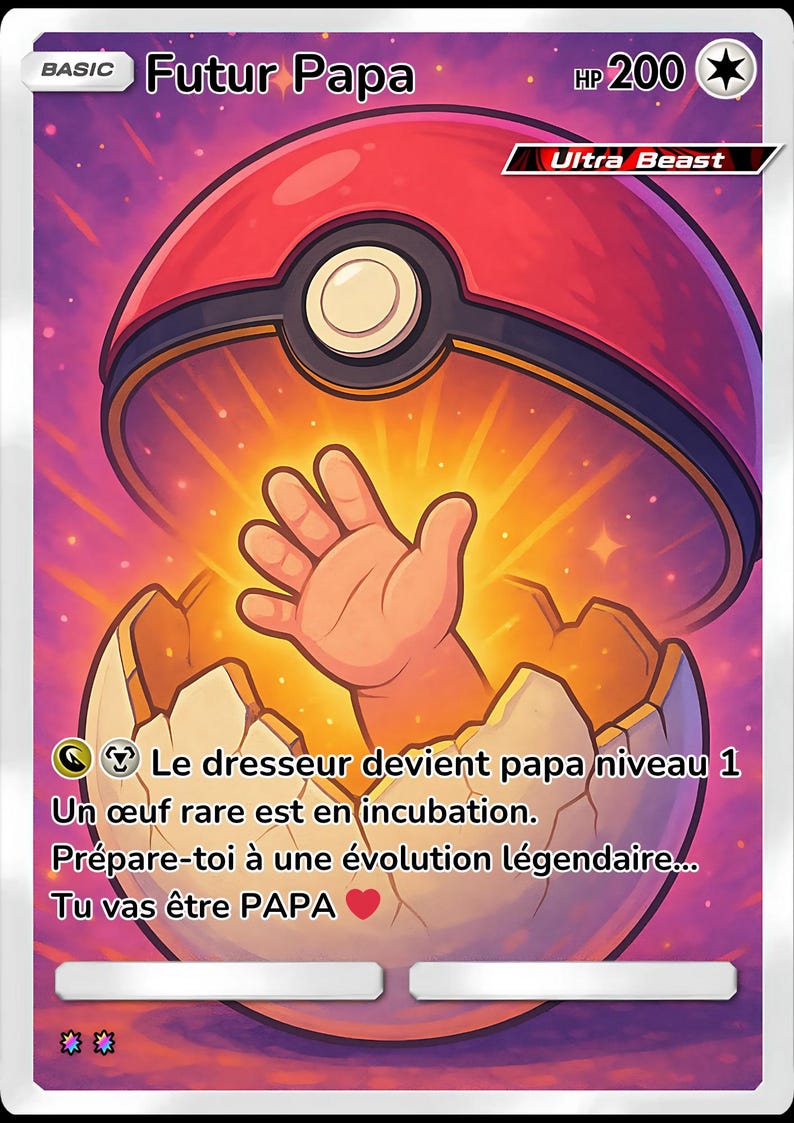 Pokemon inspiration card Pregnancy announcement Dad, You're going to become Uncle, Aunt, Grandpa, Grandma, baby announcement card, Do you want to be my Godfather