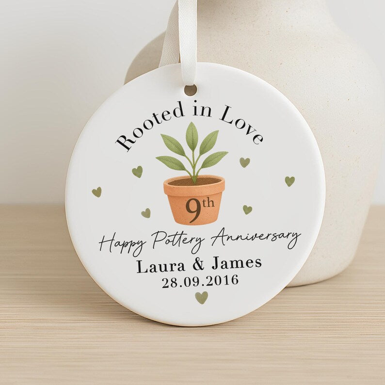 Personalised 9th Anniversary Gift, 9th Pottery Anniversary Gift, Ceramic Ornament, Marriage Anniversary Gift, Wedding Anniversary Gifts
