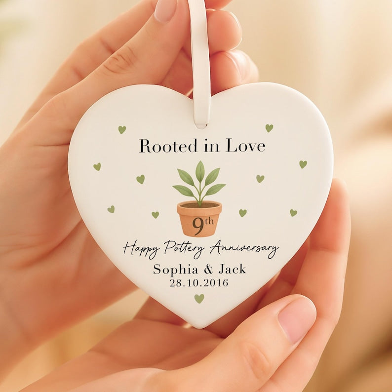 Personalised 9th Anniversary Gift, 9th Pottery Anniversary Gift, Ceramic Ornament, Marriage Anniversary Gift, Wedding Anniversary Gifts