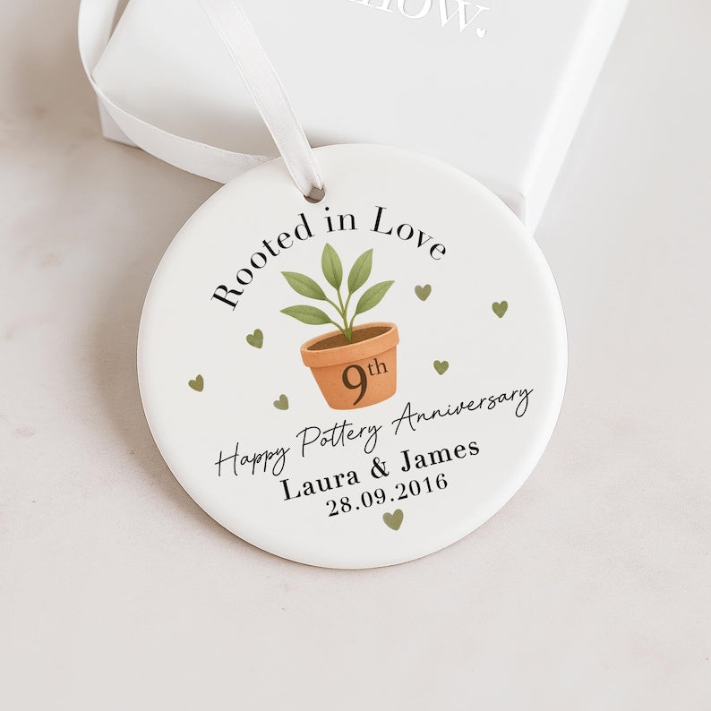 Personalised 9th Anniversary Gift, 9th Pottery Anniversary Gift, Ceramic Ornament, Marriage Anniversary Gift, Wedding Anniversary Gifts