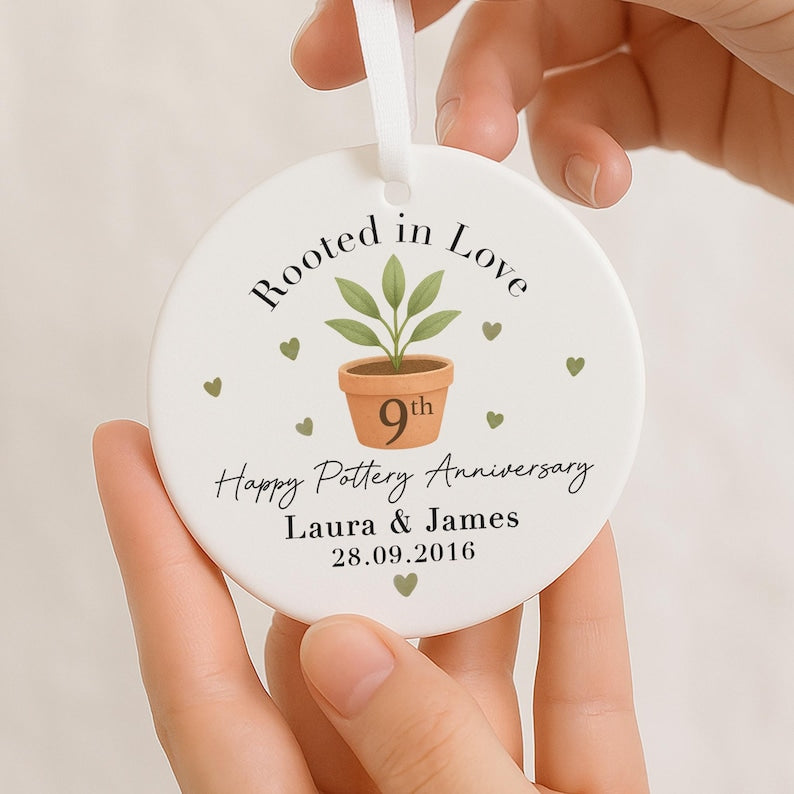 Personalised 9th Anniversary Gift, 9th Pottery Anniversary Gift, Ceramic Ornament, Marriage Anniversary Gift, Wedding Anniversary Gifts