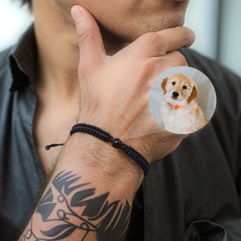 Custom Pet Photo Projection Bracelet Personalized Picture Projection Bracelets Handmade Pet Memorial Jewelry Cat Dog Secret Gift for Him Her