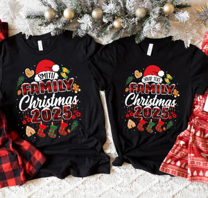 Custom Family Christmas 2025 T-Shirt: Funny Santa Tee