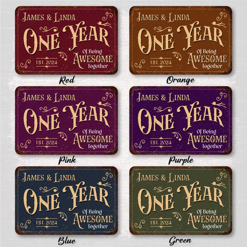 Anniversary Metal Sign, Personalized 30th Wedding Gift for Couples, Custom Wall Decor with Names & EST Date Unique Aluminum Art Wedding Gift