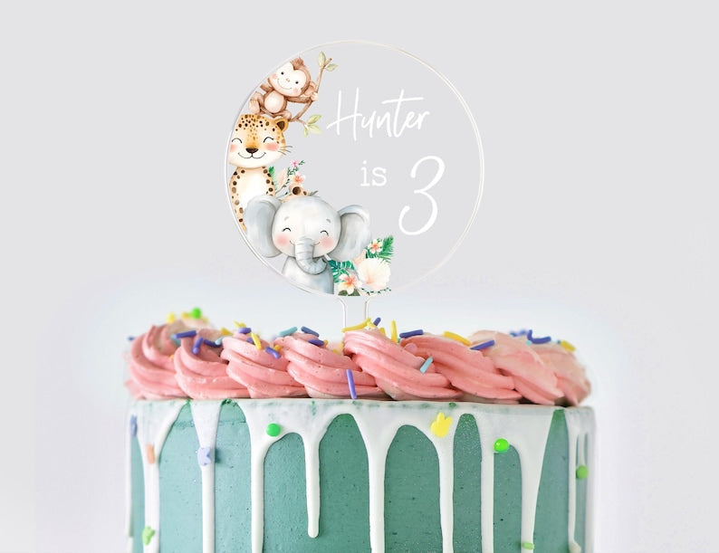 Personalised Jungle Birthday Cake Topper | Birthday Celebrations | Birthday Cake Topper | Animal | Jungle | Safari Cake Topper | Jungle