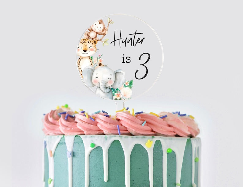 Personalised Jungle Birthday Cake Topper | Birthday Celebrations | Birthday Cake Topper | Animal | Jungle | Safari Cake Topper | Jungle