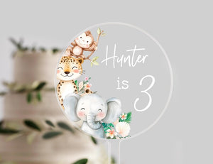 Personalised Jungle Birthday Cake Topper | Birthday Celebrations | Birthday Cake Topper | Animal | Jungle | Safari Cake Topper | Jungle