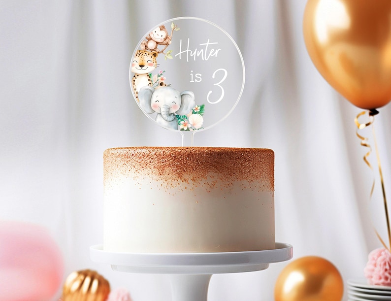 Personalised Jungle Birthday Cake Topper | Birthday Celebrations | Birthday Cake Topper | Animal | Jungle | Safari Cake Topper | Jungle