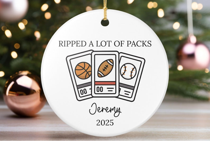 Funny Custom Card Collector Gifts for Men Women Sports Trading Card Collecting Personalized Christmas Ornament Baseball Football Dad Husband