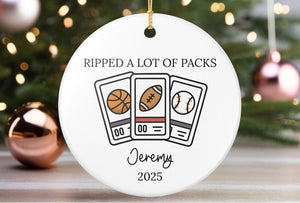 Funny Custom Card Collector Gifts for Men Women Sports Trading Card Collecting Personalized Christmas Ornament Baseball Football Dad Husband