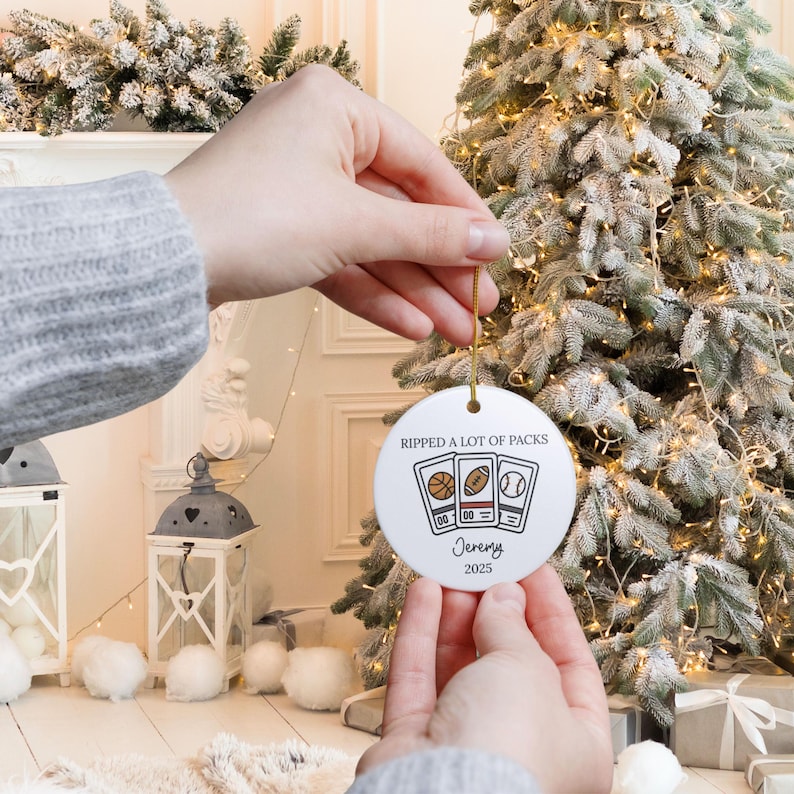 Funny Custom Card Collector Gifts for Men Women Sports Trading Card Collecting Personalized Christmas Ornament Baseball Football Dad Husband