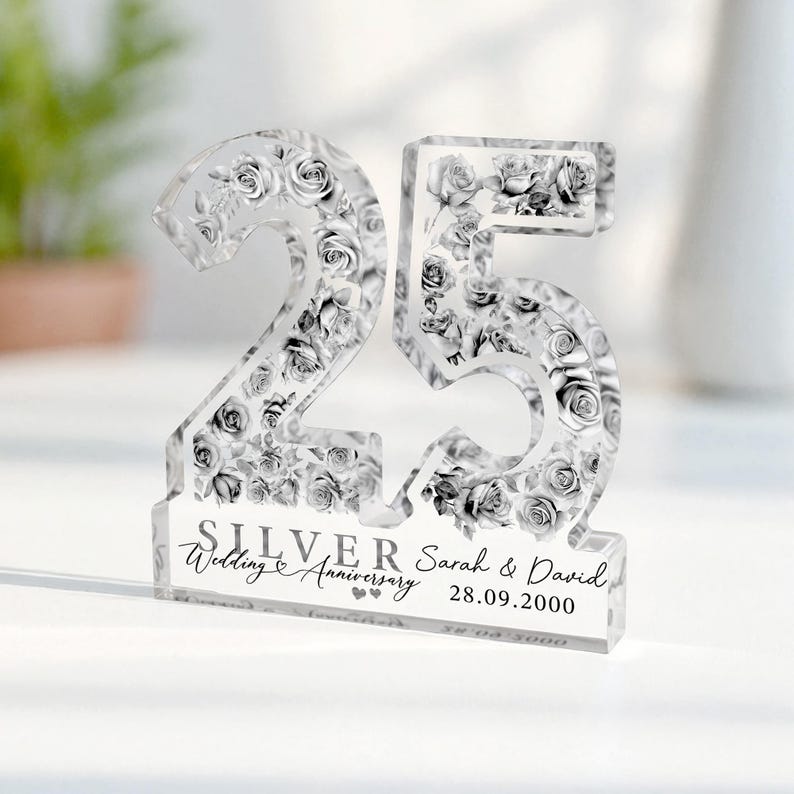Personalised 25th Anniversary Gift, 25th Silver Anniversary Gift, Wedding Anniversary Gifts, 25th Anniversary Gift for Husband Wife Parents