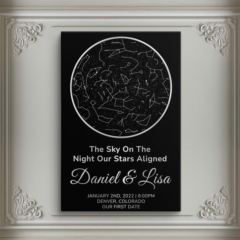 Canvas Print Star Map Wedding Gift For Couple 50th Anniversary Gift For Wife Star Print Night Sky Map Custom Romantic Gift For Girlfriend