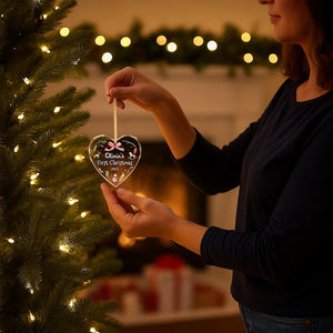 Personalized Baby's First Christmas Ornament 2025 Custom Name Gift for Newborn Girl or Boy Glass Heart or Round Ornament Keepsake