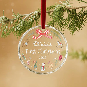 Personalized Baby's First Christmas Ornament 2025 Custom Name Gift for Newborn Girl or Boy Glass Heart or Round Ornament Keepsake OR018
