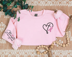 Embroidered Breast Cancer Awareness Shirt: Pink Ribbon, Positive Affirmation
