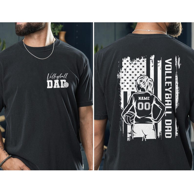 Volleyball Dad Shirt, Custom Kids Name Volleyball Dad T-Shirt, Volleyball Dad Gift, Volleyball Gift for Dad, Volleyball Girl Shirt for Dad