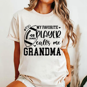 Personalized Football My Favorite Player Calls Me Mimi T-shirt, Custom Grandma Football Shirt, Football Grandma Mimi Nana Gift