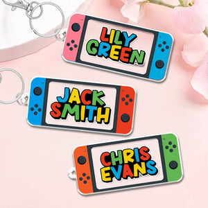 Gamer Backpack Name Tag, Personalized Boy Keychain, Bookbag Game Name Tag, Game Keychain for Backpack Boy, Kids Name Tag, Back To School (Only Circle tag)