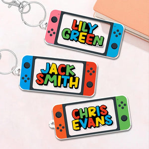 Gamer Backpack Name Tag, Personalized Boy Keychain, Bookbag Game Name Tag, Game Keychain for Backpack Boy, Kids Name Tag, Back To School (Only Circle tag)