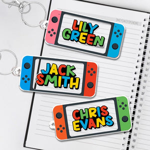 Gamer Backpack Name Tag, Personalized Boy Keychain, Bookbag Game Name Tag, Game Keychain for Backpack Boy, Kids Name Tag, Back To School (Only Circle tag)