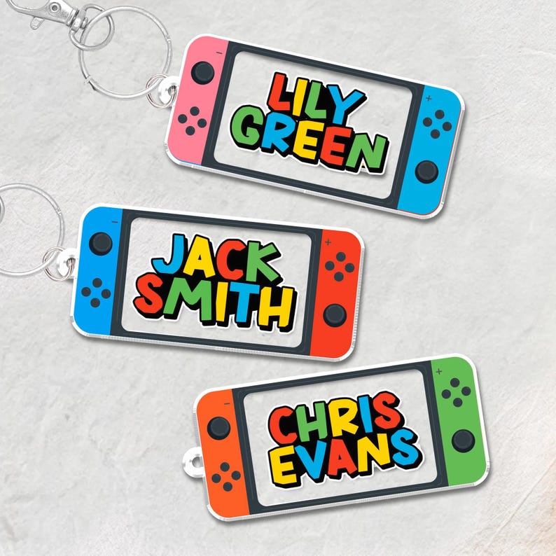 Gamer Backpack Name Tag, Personalized Boy Keychain, Bookbag Game Name Tag, Game Keychain for Backpack Boy, Kids Name Tag, Back To School (Only Circle tag)