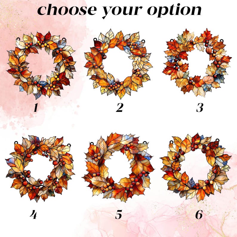 Fall Leaves Wreath Acrylic Window Hanging, Autumn Harvest Faux Stained Glass Suncatcher, Maple Leaf Door Decor Thanksgiving Gift Idea