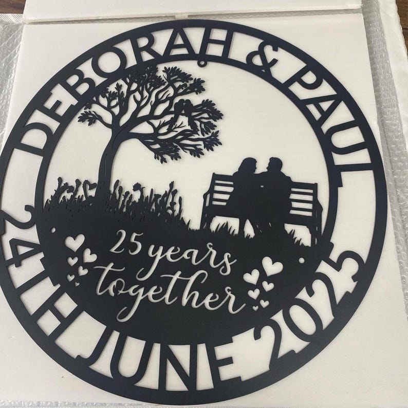 Personalized 20th Anniversary Metal Art,Custom Wedding Anniversary Gift For Couple,Any Year Anniversary Sign,Wedding Gift,Gift for couples