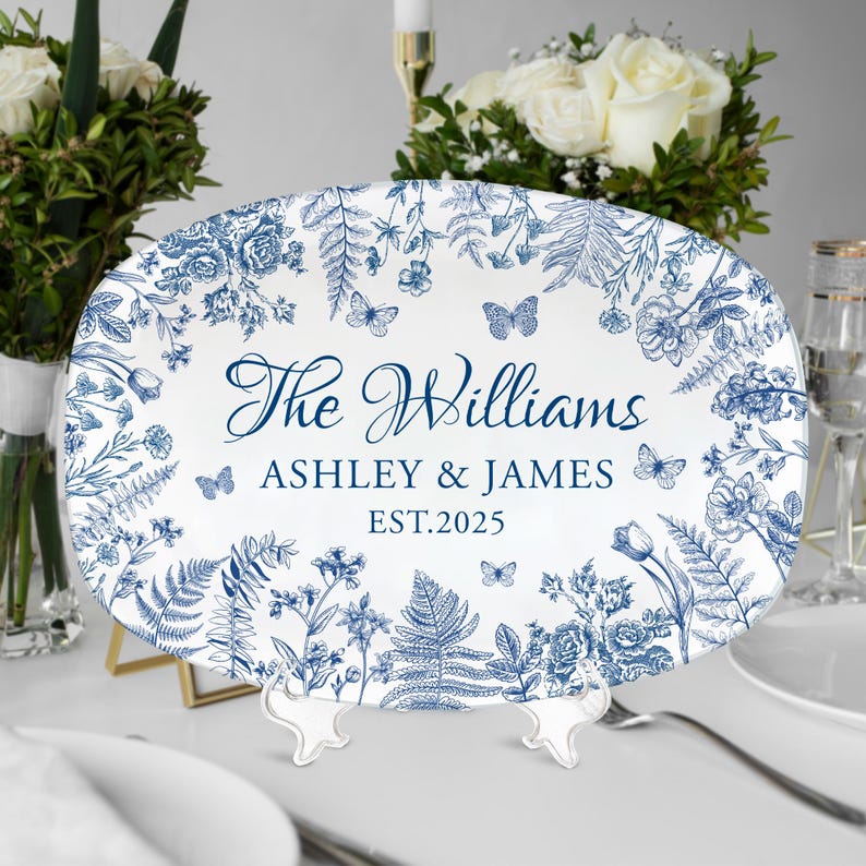 Personalized Wedding Gifts, Custom Name Wedding Plate, Newlywed Couple Gift, Engagement Gifts, New Mr Mrs Keepsake, Bridal Shower,Home Decor