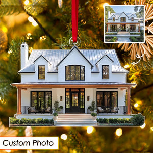 Personalized Home Photo Ornament, Custom New Home Christmas Ornament, House Ornament, Family Name Ornament, Housewarming Gift, Realtor Gift