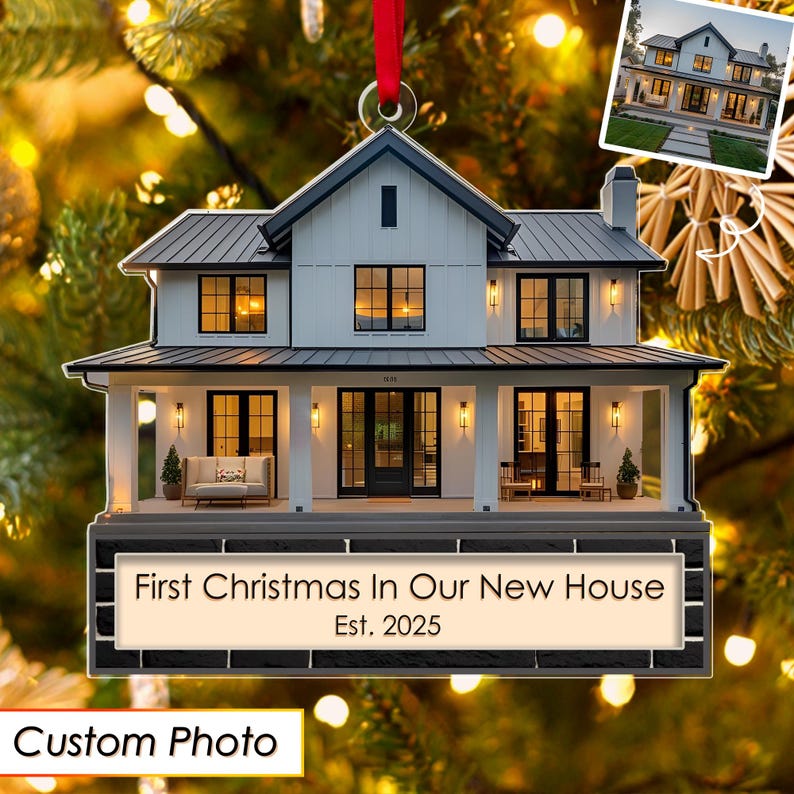 Custom First Christmas In Our New Home Ornament 2025, Custom House Address Keepsake, Personalized Ornament for Families New Homeowners