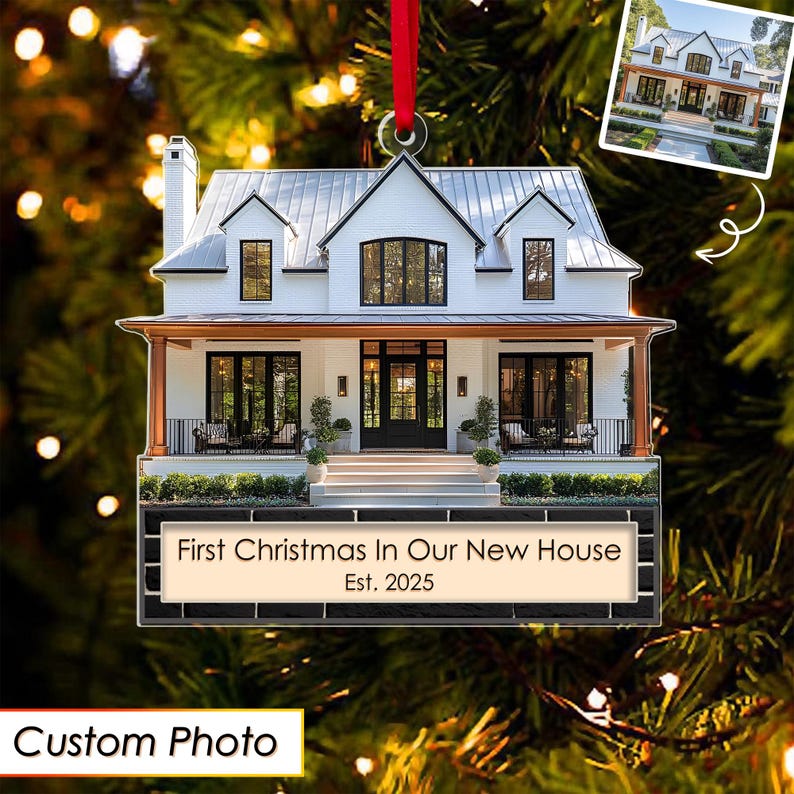 Custom First Christmas In Our New Home Ornament 2025, Custom House Address Keepsake, Personalized Ornament for Families New Homeowners