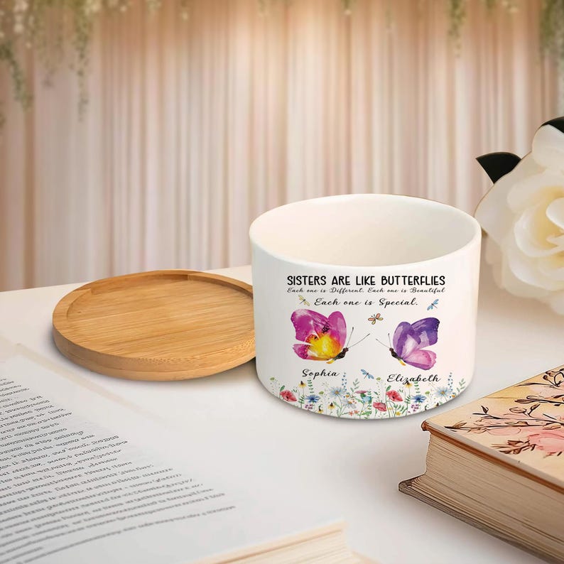 Personalized Sisters Butterfly Plant Pot, Custom Names Flower Pot, Sister Gift, Sibling Gift, Each One is Special, Cute Floral Planter