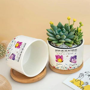 Personalized Sisters Butterfly Plant Pot, Custom Names Flower Pot, Sister Gift, Sibling Gift, Each One is Special, Cute Floral Planter