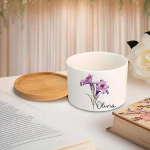 Custom Birth Month Flower Plant Pot, Personalized Name Planter, Birthday Flower Gift, Garden Gift For Her, Floral Garden Gift for Her