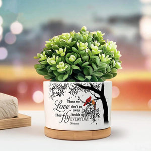 Memorial Plant Pot, Personalized Remembrance Planter with Cardinal Birds, Sympathy Gift for Loss of Loved One, Custom Quote Succulent Pot