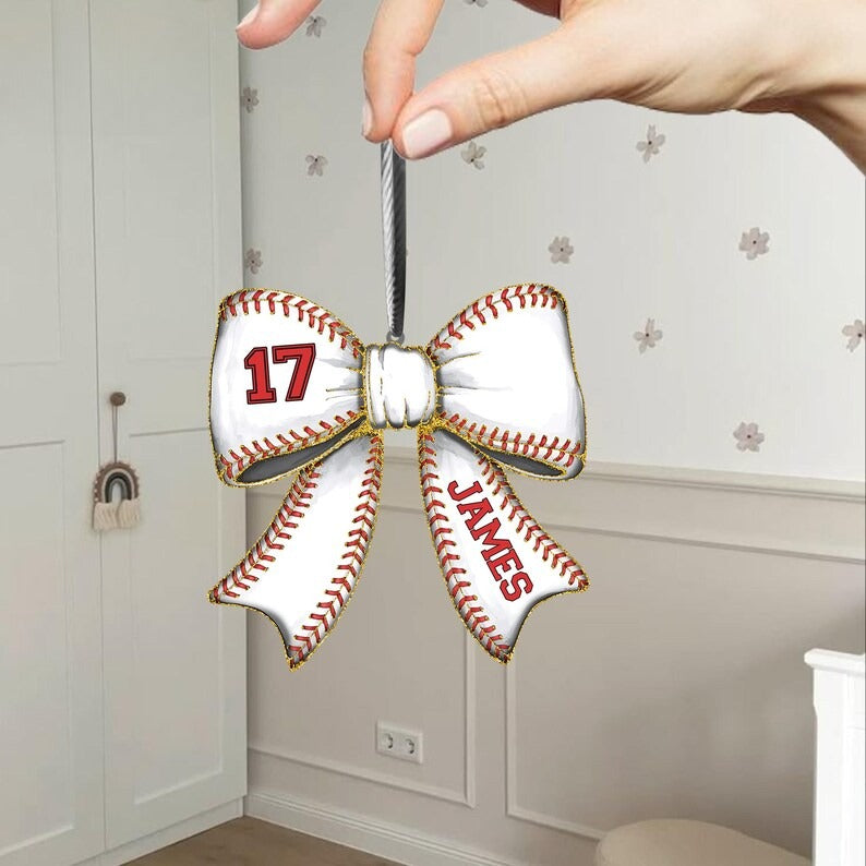 Personalized Girls Sports Bag Tag - Custom Name Tag with Bow - Cheer, Softball, Soccer, Basketball Gift, Softball Team Gifts, Gift For Her