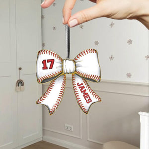 Personalized Girls Sports Bag Tag - Custom Name Tag with Bow - Cheer, Softball, Soccer, Basketball Gift, Softball Team Gifts, Gift For Her