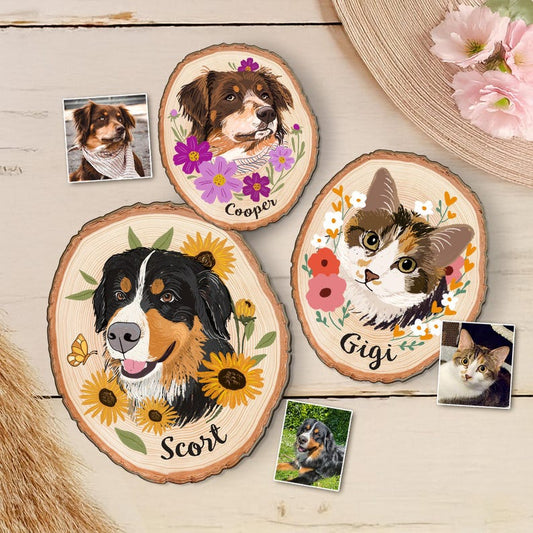 Custom Dog Portrait Wooden Hanging, Custom Pet Portrait Using Pet Photo, Dog Memorial Gift, Dog Portrait Wall Art, Pet Loss Sympathy Gift